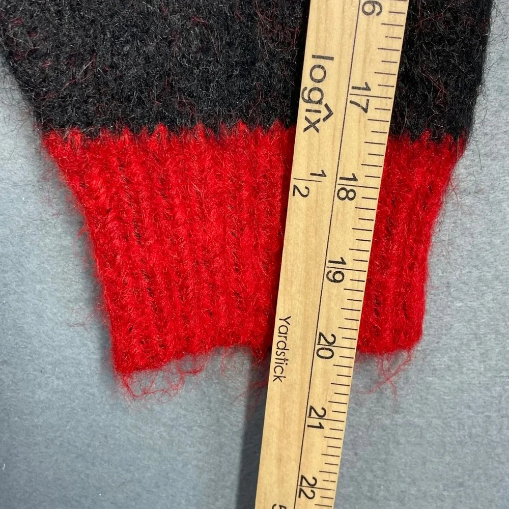 Woolrich Red Black Buffalo Check Fuzzy Knit Crewneck Sweater Mens Small S